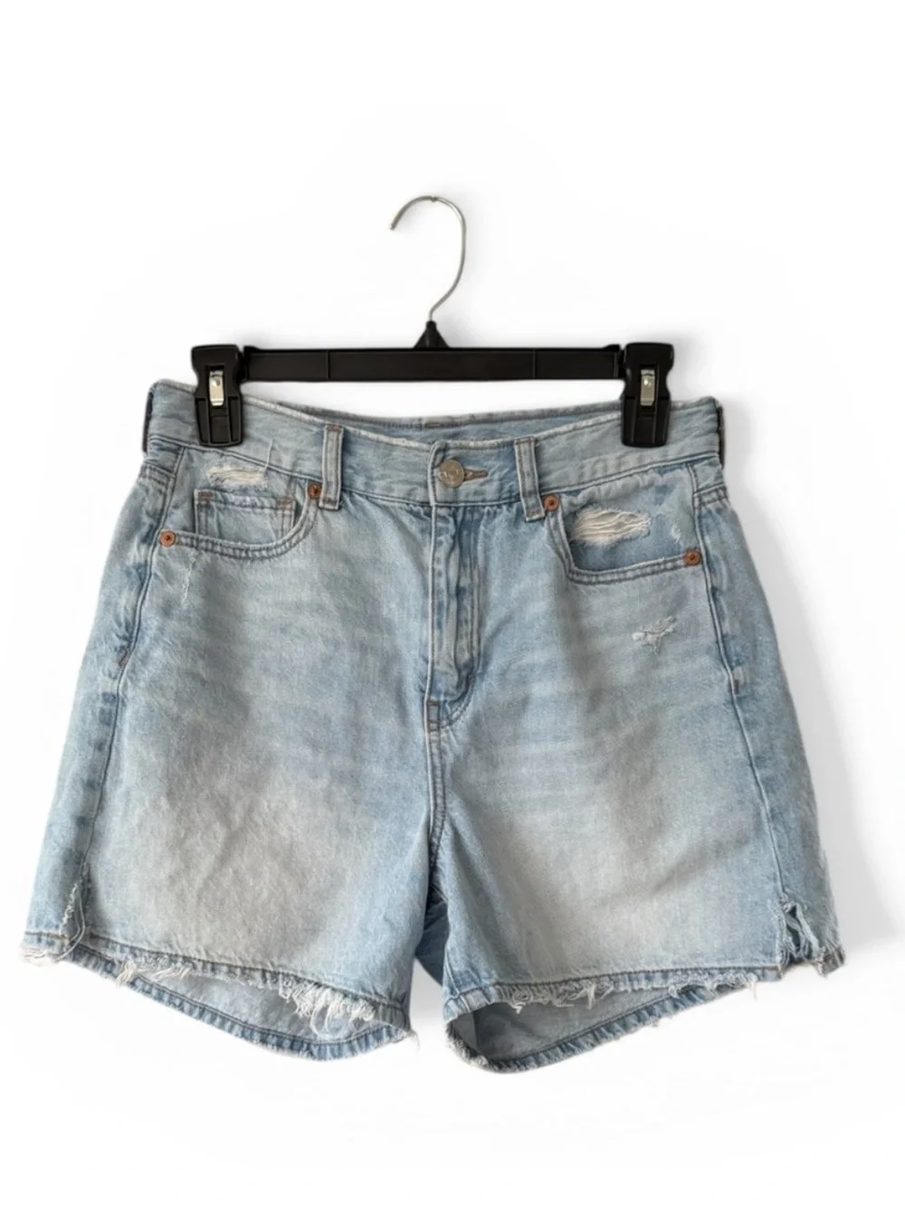 AE Dreamy Drape Denim Highest Waist Baggy Short Light Wash High-Rise Blue Size 4